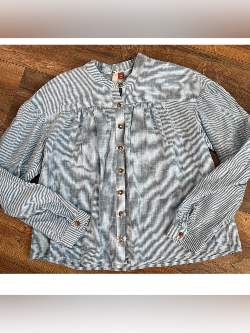 Pilcro Anthropologie Size XS Pinstriped Button Down Peasant Blouse